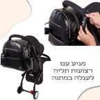 תיק החתלה שחור עם רצועות לעגלה